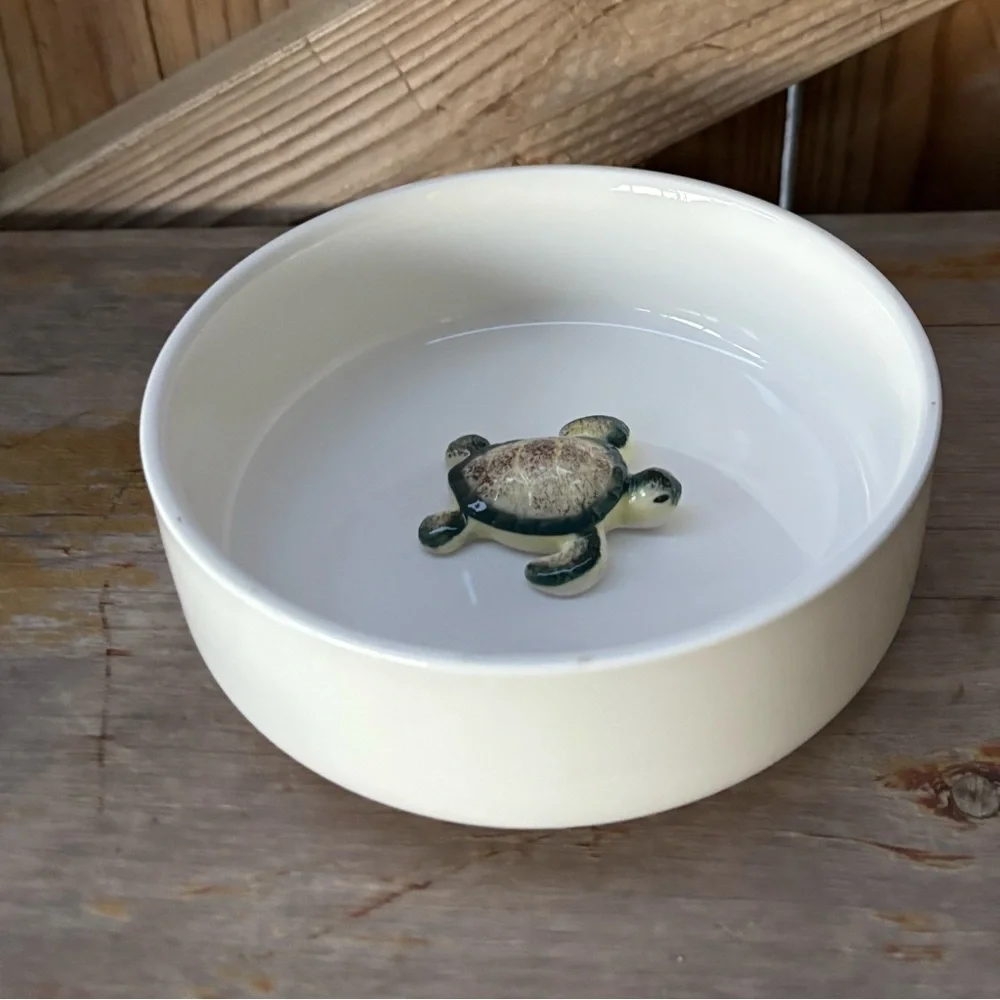 Honest Goods 3D Green Sea Turtle Pet Water Bowl 6 1/4”W